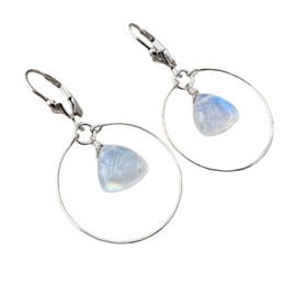 Sterling Silver Rainbow Moonstone Hoop Earrings, Jewelry Present For Her, Elegant Gifts for Women, Wife, Mom, Birthday, Mothers Day, Weddings, June Birthstone