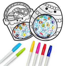 BIZYBOO Easter Egg Decorator – an Easter Egg Hunt in The Palm of Your Hand - Hidden Object Scavenger Hunt Search Sensory Matching Game for Kids 2 and Up | Includes 6 Non-Toxic Markers, 2 Bizyboos
