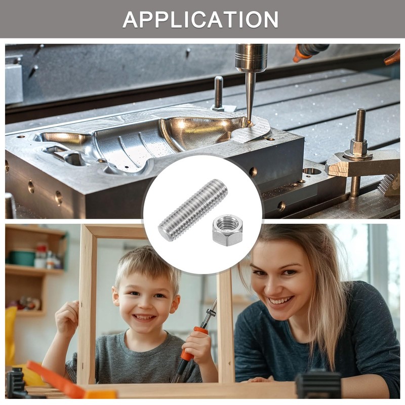 sourcing map 1/2"-13 Fully All Threaded Rod, 4Pcs 304 Stainless