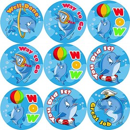 144 Dolphin 30mm Reward Stickers for Teachers, Parents and Party Bags