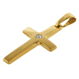 trendor Cross Pendant Gold 333/8 Carat with Gold-Plated Necklace for Men and Women, Gold Pendant, Cross Pendant Made of Real Gold, Gift Idea 75426, 45 cm, Yellow Gold, Cubic Zirconia