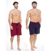 INSIGNIA Mens Twin Pack Pyjamas Cotton Lounge Shorts Bottoms (Wine