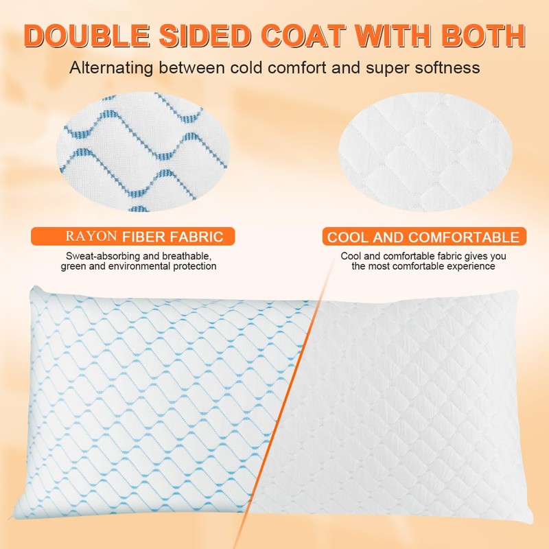 VAINOC Memory Foam Pillows Queen Size Set of 2, Adjustable