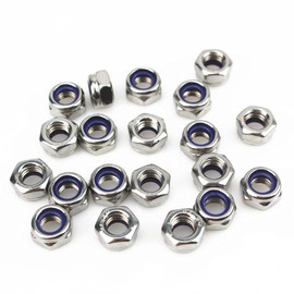 Gad2go 20 Pieces M8 Nyloc Nuts 8 mm Locking Nuts 304 Stainless Steel Hex Nylon Insert Lock Nut for Screw Bolt