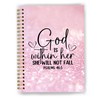 GDJIEGBC Bible Pink Christian Notebook,God is Within Her She Will