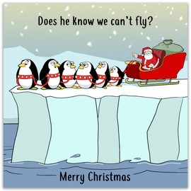 Twizler Funny Christmas Card Sleigh Penguins - Merry Christmas Cards Funny - Xmas Card - Mens Christmas Card for Him Husband Dad Son - Womens Christmas Card for Her Wife Mum Daughter