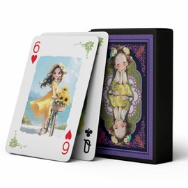 strublfe Sunshine Girl Themed Playing Cards, 54 Unique Designs Deck of Cards, Poker Cards, International Standard Size, Suitable for Travel, Party Entertainment.(Purple)