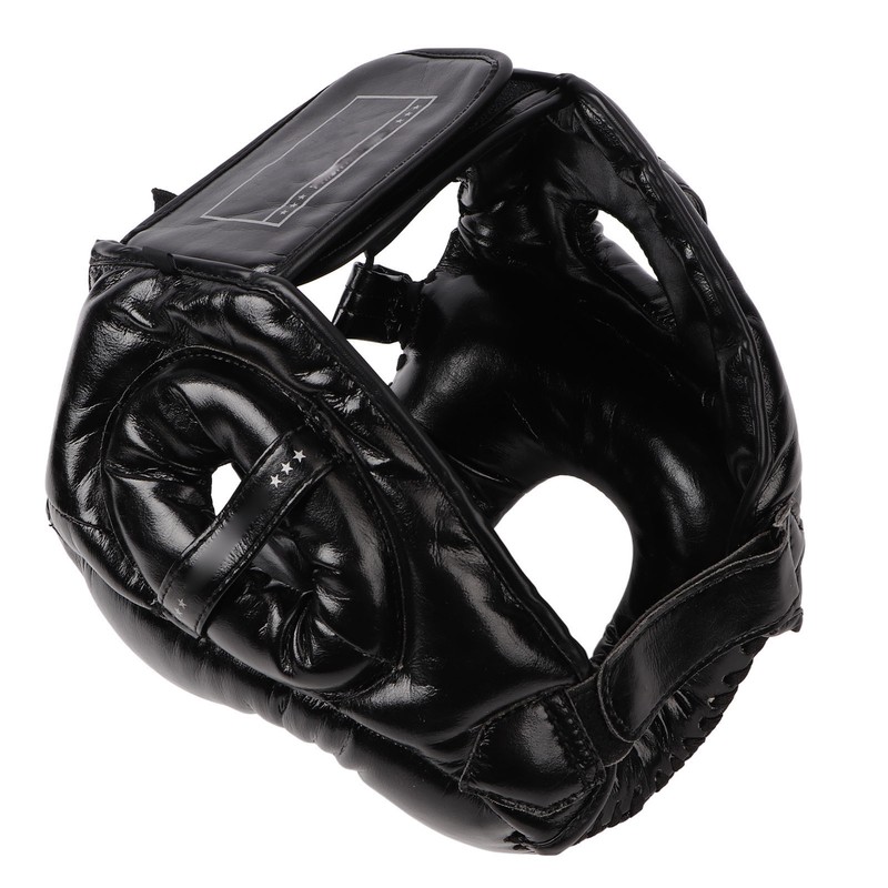 Boxing Headgear Black Head Guard Large Full Coverage PU Shock