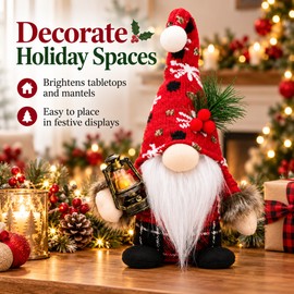 Christmas Gnome Plush Decor - Red Knitted Hat for Holiday Displays