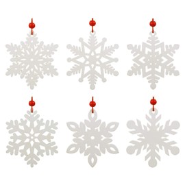 LIHAO Pack of 24 Snowflake Pendants Wooden White Christmas Tree Decorations Christmas Decoration Christmas Tree