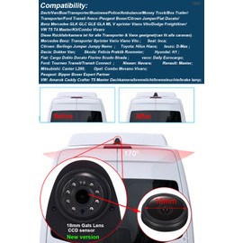 Car Brake Light Lamp Rear View Backup Reverse Camera Waterproof Replacement for Renault Master Opel Vivaro Mercedes Sprinter Viano Vito Transit Ducato VW Crafter T5(Black)