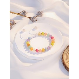 JSDDE Colorful Beaded Bracelet for Women Girls Healing Crystal Gemstone Boho Summer Beach Bracelets Jewelry Gifts Mix Color 3