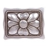 Hebilla de cinturón rectangular con diseño floral occidental, Plata de