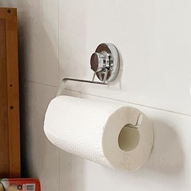 Poywaze Kitchen Paper Holder Suction Cup Strong Towel Paper Roll Holder Stainless Steel Towel Rack for Kitchen, Approx W29 x D3.5 x H13cm, Silver
