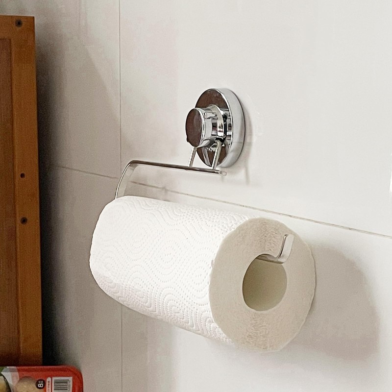 Poywaze Kitchen Paper Holder Suction Cup Strong Towel Paper Roll