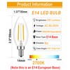 Lamsky E14 European Base LED Filament Edison Bulb, 2W Warm