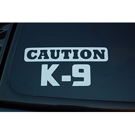 Caution K-9 Dog Vinyl Decal - Choose Size and Color! (V331) (10" X 5", White)