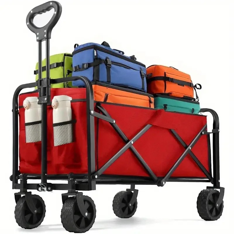 Heavy Duty Foldable Utility Wagon for Grocery Trips and Beach
