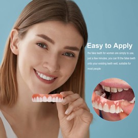 QincLing 2 Pairs of False Teeth Veneers, Temporary Teeth, Artificial Teeth, Fake Teeth, Dentures, White, Temporary Denture with Dental Repair Beads, Teeth Cosmetic Tooth Cover