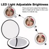 Unbranded ๊Folding Travel Round Mirror LED Light Beauty Makeup Mirror