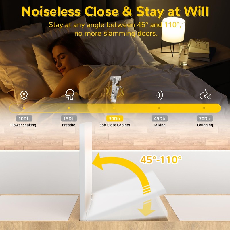 Onemake 4 Pack 110° Face Frame Inset Cabinet Hinges, Soft