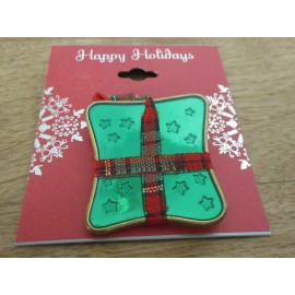 Unbranded Wrapped Package with Red and Green Plaid Bow Brooch ~ 2 inches Gift Boxed