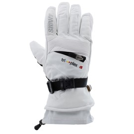 Swany Women's X-Change Sports Moisture-Wicking Quick-Drying Warm Durable Flexible Leather Winter Gloves, White, Medium