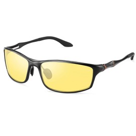 SOXICK Night Sunglasses for Men, Driving Sunglasses, Polarized Sports Glasses, Day and Night Use, Yellow Lens, UV400 UV Protection, Night, Ultra-Light, Fall Prevention, Drive/Night Fishing/Bicycle