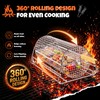 2-in-1 Rolling Grill Basket 304 Stainless Steel Rotatable with Dual
