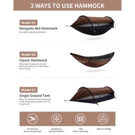 Travel Bird Camping Hammock Tent with Mosquito Net and Sunshade, Extra Large for 2 Person, Lightweight Hanging Hammocks Tree Straps, Bivvy Ground Tent for Outside, Hiking, and Travel