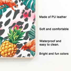 Wuccjiu Passport Holder Cover Wallet with RFID Blocking, Leather Passport Cover Card Case, Travel Document Organizer - Flamingo Pineapple