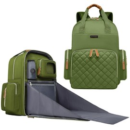 WITSTEP Diaper Bag Backpack with Changing Station, Baby Diaper Bag Organizer for Moms, Laptop Backpack, Green