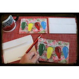 Va Artist Art Holiday Designed Postcard Card Picture Set- Christmas Lights