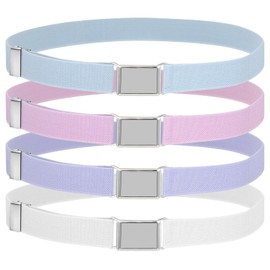 LXUEJIE 4 Pieces Toddler Boy Belt, 4 Colors Elastic Adjustable Stretch Belt with Silver Square Buckle for Toddlers Girls