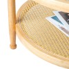 Unbranded Light Wood Boho Round Rattan Coffee Table w/ Glass