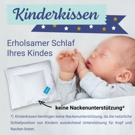 ZOLLNER Children and Toddlers Premium Down Pillow Made of 90% Down and 10% Feathers - Cover Made of High-Quality Cotton - Made in Germany - Washable up to 60°C - 35 x 40 cm - for Children up to 2