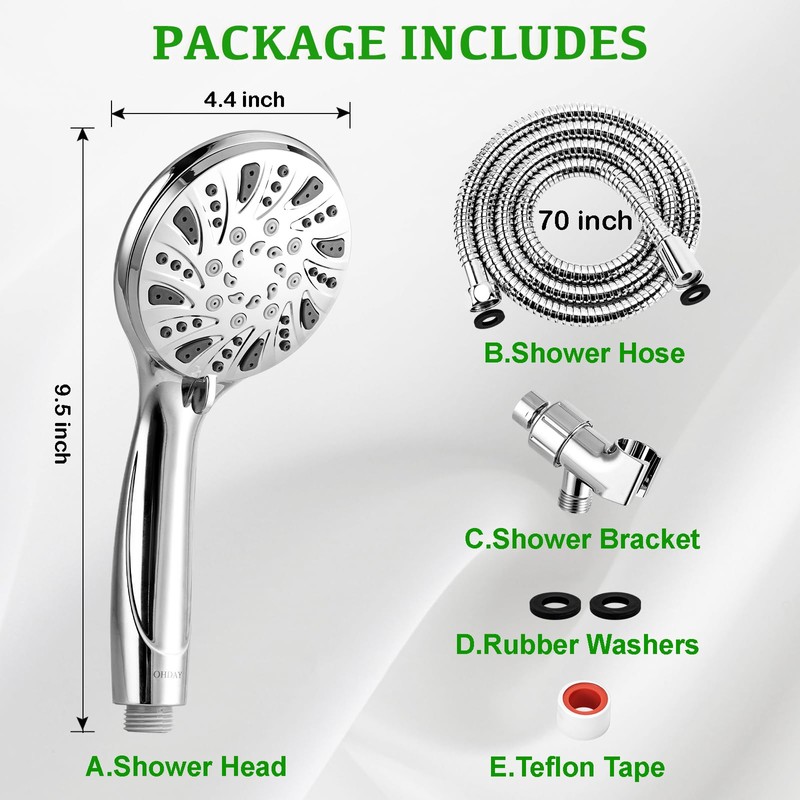 OHDAY® High Pressure Shower Head with Handheld Built-in Power Wash