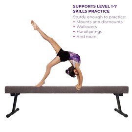 YANGG 6FT/8FT Gymnastic Balance Beam,Adjustable High and Low Level Floor Beam - Highly Stable - Gym Practice Training Equipment for Kids Children Girls Home (6FT, Grey)