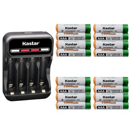 Kastar 16-Pack AAAJ 1.2V 1000mAh Ni-MH Battery and CMH4 Charger Compatible with Panasonic KX-TG263SK KX-TG2721AL KX-TG2722AL KX-TG273SK KX-TG294SK KX-TG313SK KX-TG3600BX KX-TG3611BX KX-TG3612BX