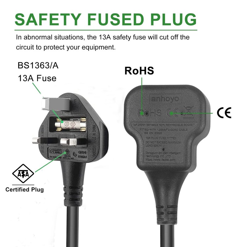 TISDLIP 1 Way Extension Lead 1M(Plug Included), Sturdy and Fireproof