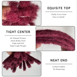 #Burgundy loc extensions Human Hair 8 Inch 30 Strands 0.6cm Thickness for Man/Women/Kid 100% Handmade Can Be Dyed Bleached Curled and Real Permanent Human Hair Dreadlock Extensions