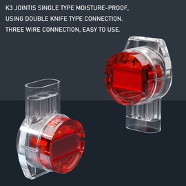 IDC Connector LUORNG 100PCS Red Clear Data Phone Wire Butt Splice 3 Ports Connectors