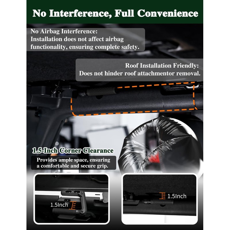 JROAD Bronco Aluminum Grab Handles Roll Bar Non-Slip Grip HandlesCompatible