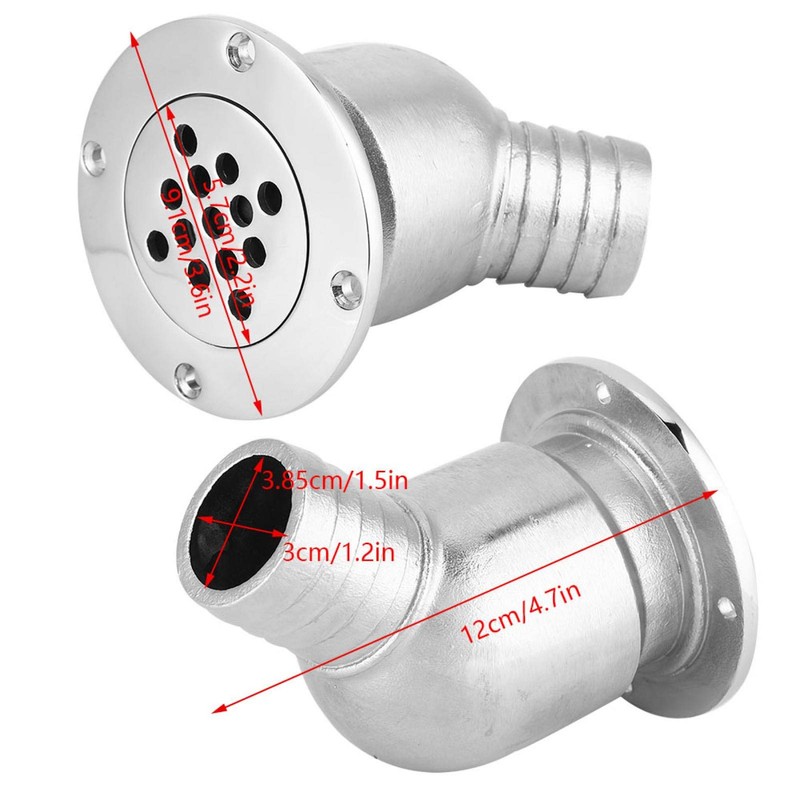 Boat Deck Drain Stainless Steel Marine Drain Scupper 90 Degree