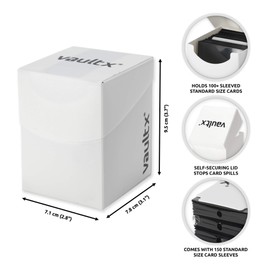 Vault X Caja Grande de Cartas con 150 Fundas Negras - Tamaño Grande para 100+ Cartas en Fundas - Porta Cartas libre de PVC para TCG