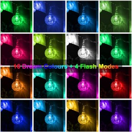 Coloured Globe String Lights Battery Operated,1 Pack 26.2FT 60 LED 16 Colour Changing Water Proof Crystal Ball Outdoor String Lights with Remote Control for Home, Patio,Party,Garden ,Christmas,Easter