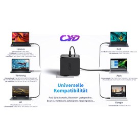 65W USB C Charger Power Supply, CYD USB Type C Notebook Chargers Suitable for Lenovo Yoga 720 730 910 C740 C940 Thinkpad X1 Carbon T14 T15 T480 T490 T580 T590 E14 E15 E490 E580 E590 E5e595 x380 x390