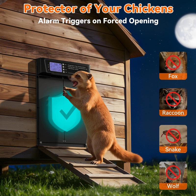 Automatic Chicken Coop Door Large Size, 7W Solar Powered with