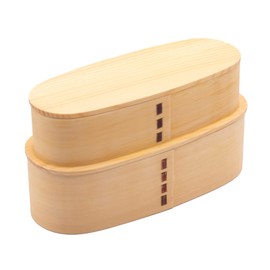 Wakayama Wappa Bento Box Store A-56-273424 Magewappa Bento Box Store, Wooden, Approx. 7.1 x 3.1 inches (18 x 8 cm), Nesting, 2-Tier, Natural