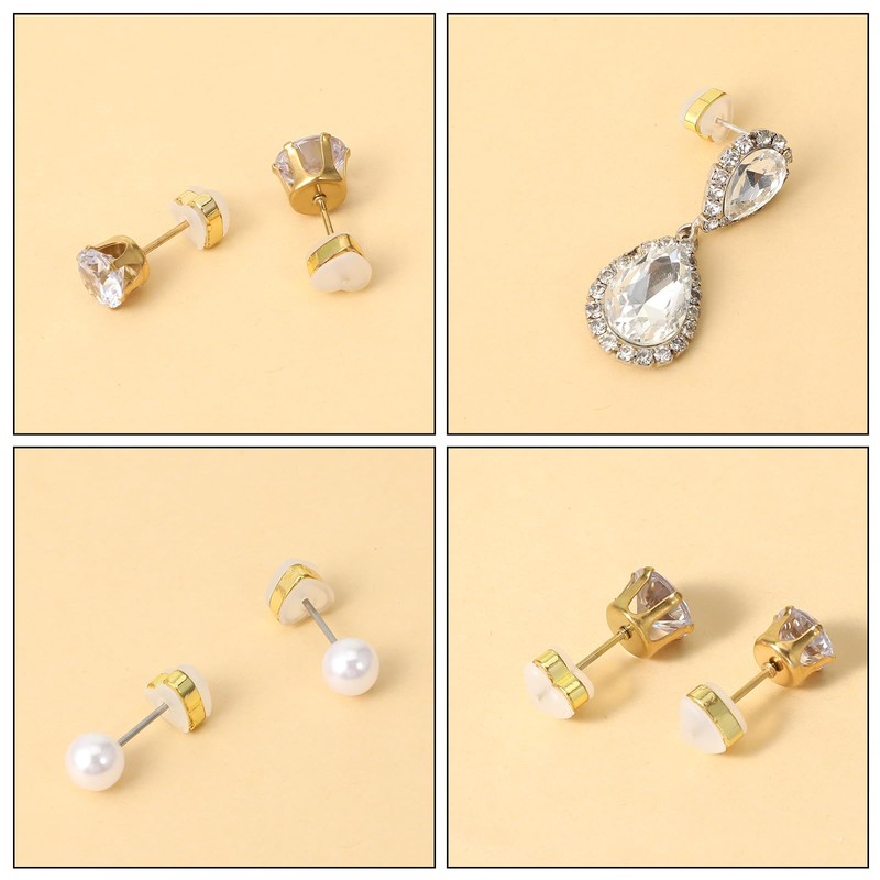Shimmeroo 12 Pcs Silicone Flat Earring Backs for Studs, Clear
